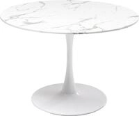 Kare Design Tisch Veneto, Wei&szlig;, Marmorstein Tischplatte, D110cm, 4-6 Personen,