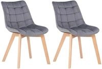 CLP 2er-Set Esszimmerst&uuml;hle Passaic Samt, ergonomisch gepolstert & gesteppt,...