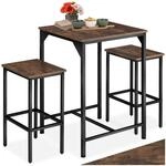 tectake&reg; Bartisch Set 3-teilig, 1x Hochtisch mit 2X Barhocker, Essgruppe Industrial