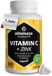 Vitamin C hochdosiert 1000 mg + Zink, 360 Tabletten f&uuml;r 1 Jahr, vegan & optimal