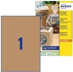 AVERY Zweckform L7109-25 Kraftpapier Etiketten (25 Aufkleber zum Bedrucken, 210x297mm