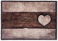 Astra Flauschige Sauberlaufmatte weich - Pure & Soft - Holz Herz Sand-braun 50...