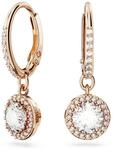 Swarovski Una Drop-Ohrh&auml;nger, Rundschliff, Pav&eacute;, Wei&szlig;, Ros&eacute;gold-Legierungsschicht