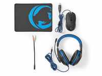 NEDIS Gaming Combo Kit - 3 in 1 - Headset, Maus und Mauspad - Blau/Schwarz