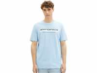 TOM TAILOR Denim Herren Slim Fit T-Shirt mit Logo-Print aus Baumwolle, washed out