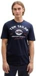 TOM TAILOR Herren T-Shirt mit Logo-Print aus Baumwolle, sky captain blue, XXL
