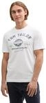 TOM TAILOR Herren T-Shirt mit Logo-Print aus Baumwolle, White, L