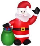 HOMCOM Aufblasbarer Weihnachtsmann 120cm Beleuchtet Weihnachtsdeko | Mit LED...