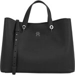Tommy Hilfiger Damen Satchel Tasche Emblem abnehmbarer Schulterriemen, Schwarz