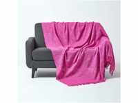 Homescapes große Tagesdecke Nirvana, pink, Wohndecke/Sofaüberwurf aus 100%