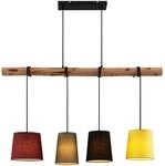 Lindby Esstisch Pendelleuchte Holz, Textil Balkenpendelleuchte Holzast und Stoff