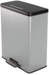 Curver Deco Rechteckiger Abfalleimer, 65 l, Metallic-Grau, f&uuml;r K&uuml;che, Waschk&uuml;che,