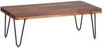Wohnling Couchtisch Bagli 115x60x40 cm Sheesham Massivholz Metallbeine 