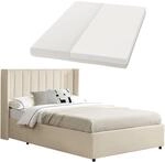 Juskys Polsterbett Savona 120x200 cm mit Matratze, Bett mit Stauraum, Samt-Bezug,