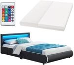 Juskys Polsterbett Sevilla 140x200 cm mit Matratze, LED Beleuchtung, Lattenrost &