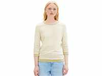 Tom Tailor Denim Damen Sweatshirt mit Raffarm & Streifenmuster, 32804 - White Green
