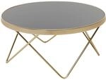 FineBuy Design Couchtisch &Oslash; 82 cm Schwarz Gold Beistelltisch Metall/Glas, Tisch mit