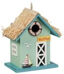 Relaxdays Deko Vogelhaus, Strandhausstil, Holz, zum Aufh&auml;ngen, HxBxT: 24,5 x 19 x