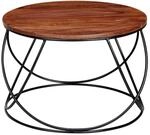 FineBuy Couchtisch Sheesham Massivholz/Metall 60 x 40 x 60 cm, Wohnzimmertisch...