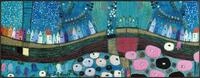 wash+dry Fu&szlig;matte, Stadt in Blau 75x190 cm, innen und au&szlig;en, waschbar