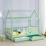 Juskys&reg; Kinderbett Marli 80 x 160 cm mit Bettkasten 2-teilig, Rausfallschutz,