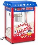 Royal Catering Popcornmaschine Retro-USA-Design 1500 W 5 kg/h beleuchteter Innenraum