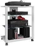 VCM HiFi Holz M&ouml;bel | Rack Schrank Phono Regal mit Rollen | 2 Glasb&ouml;den | Ma&szlig;e: H.