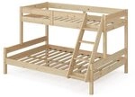 VitaliSpa Etagenbett Everest, Naturholz, 140x200 / 90x200 cm, mit integrierter Treppe