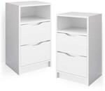 Vicco Nachttisch Ruben, Wei&szlig;, 2er Set, geeignet f&uuml;r Boxspringbetten mit...