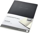 SIGEL CO861 Notizheft A4 liniert schwarz, 64 Seiten, aus nachhaltigem Papier,