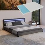 Juskys Polsterbett Paris 180x200 cm mit LED Beleuchtung, Matratze, Lattenrost &