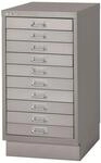 BISLEY MultiDrawer, 29er Serie mit Sockel, DIN A3, 10 Schubladen, Metall, 355 Silber,