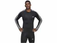 Adidas, Techfit 3-Stripes Long Sleeve, Langes Trainingshemd, Schwarz, XL, Mann