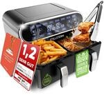 Stillstern Hei&szlig;luftfritteuse 2 Kammern 8L Dual Zone Airfryer XXL, 2400W,