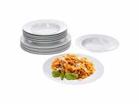 Van Well Trend 12-Piece Dinner Service White for 6 People Dinner Plates and Soup