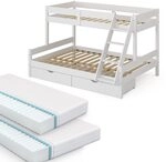 VitaliSpa Etagenbett Everest, Wei&szlig;, 140x200 / 90x200 cm mit 2 Matratzen und 2