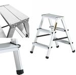 Drabest Aluminium Trittleiter Leiter beidseitig begehbar, 2x3 Stufen, 125kg