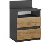 Vicco Nachttisch Monty, Anthrazit/Goldkraft Eiche, 39.6 x 59.1 cm, zur Ablage von