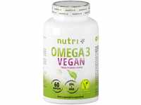 Omega 3 Vegan MHD - 600mg DHA + 300mg EPA - 1100mg Essentielle O3-Fettsäuren...