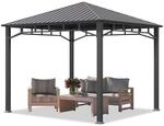 TOOLPORT Gartenpavillon 3x3 m Stahldach Hardtop ohne Seitenteile, Pfosten 9x9 cm