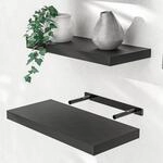 Casaria&reg; Wandregal Holz Schwarz Regal mit Halterung 15kg Tragkraft H&auml;ngeregal