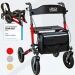 L&ouml;sch Reha Mobility Faltbarer & Leichter Rollator mit Sitz & R&uuml;ckengurt - Outdoor