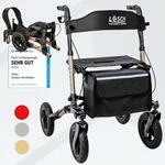 L&ouml;sch Reha Mobility Rollator - 3-fach faltbar & leicht mit Sitz,