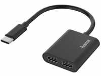 Hama USB C Splitter, USB C auf 2x USB C (USB C Adapter 1x USB C Buchse Daten, 1x USB