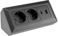 ChiliTec Ecksteckdose 2-Fach mit USB-A USB-C PD, Anthrazit