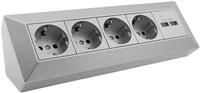 ChiliTec Steckdosenblock Ecksteckdose 4-Fach Schutzkontaktsteckdose 2X USB-A 3,1A