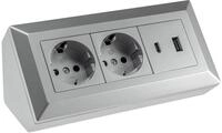 ChiliTec Steckdosenblock Ecksteckdose 2-Fach Schutzkontaktsteckdose USB-A USB-C PD