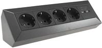 ChiliTec Steckdosenblock Ecksteckdose 4-Fach Steckdose 2X USB-A 3,1A