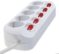 ChiliTec Steckdosenleiste 5-Fach mit Einzelschaltung Tischsteckdose 1,5 Meter Kabel