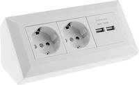 ChiliTec Steckdosenblock Ecksteckdose 2-Fach 2X Mehrfachsteckdose 230V USB-A 3,1A